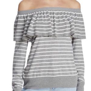 New JOIE Adinam off the shoulder striped s…